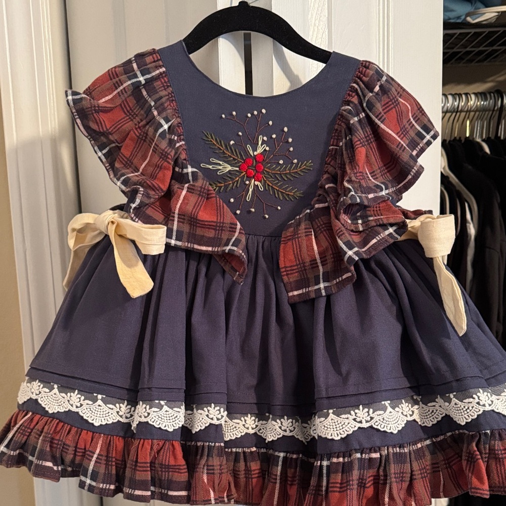 Festive Plaid Ruffle Dress for Kids